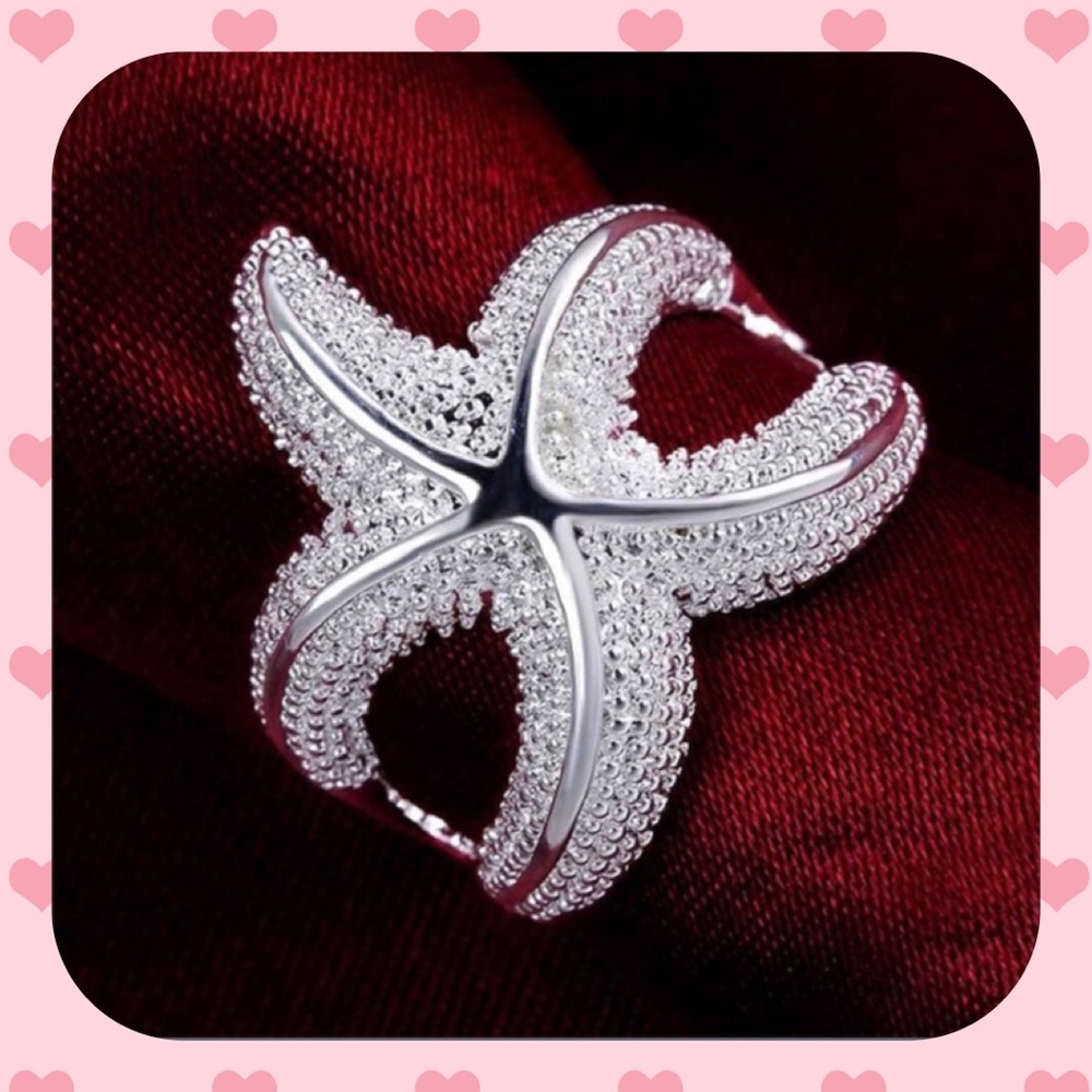 🐬PRECIOUS STARFISH STERLING SILVER FASHION RING. CHECK SIZES. NWT